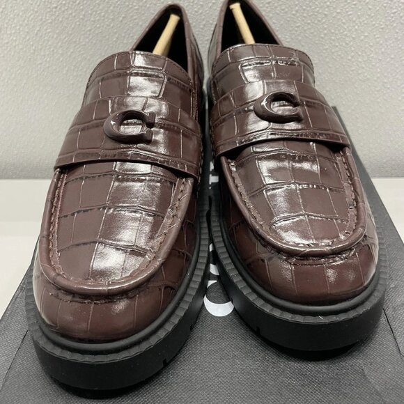 NEW COACH Women’s Textured Loafers – Size 9W – Maple Brown Slip-On Fla - Picture 1 of 4